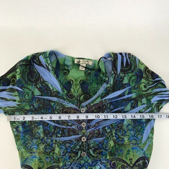 Unity World Wear V-Neck Top Women's Size Small Long Sleeve Stretch Knit Buttons - Picture 8 of 12